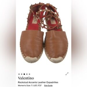 Valentino Brown Leather Espadrilles with Rockstud Accents